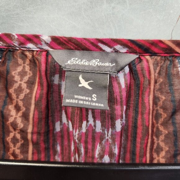 Eddie Bauer Women's S Sheer Key Hole Long Sleeve Pullover Blouse 2200 - Picture 3 of 8